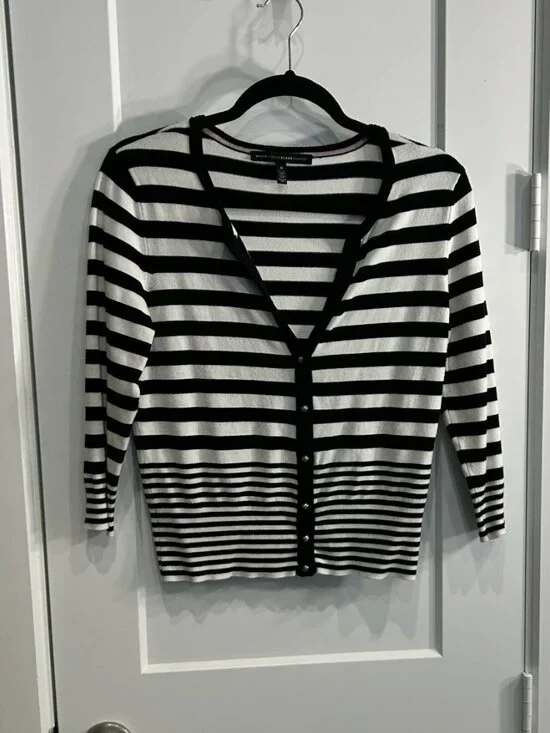 WHBM Cardigan Bundle Lot of 4 – Black White Classics Chevron Stripe Polka Paisle - Picture 10 of 15